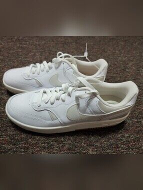 Nike Men's All-White Low-Top Leather Sneakers
